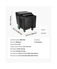 Sevorley Commercial Ice Caddy, 125 lbs Insulated Rolling Ice Bin with Wheels and Sliding Lid