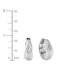 And Now This Crystal Twist 18k Silver Plated Brass Hoop Earrings, Macy's Exclusive