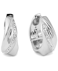 And Now This Crystal Twist 18k Silver Plated Brass Hoop Earrings, Macy's Exclusive