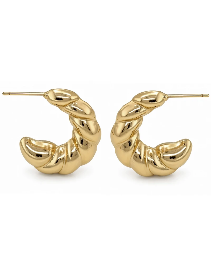 And Now This 18K Gold Plated Twisted Puff C-Hoop Earrings