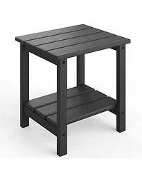 homfan Hdpe Outdoor Side Table – 2-Tier Weather and Uv Resistant Patio End Table with Wood Grain, Easy Assembly for Backyard or Poolside