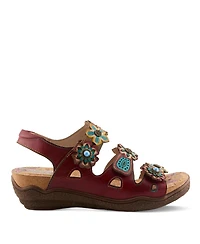 L'Artiste Women's Spring Step Bethie Leather Wedge with Hand-Painted Vamp
