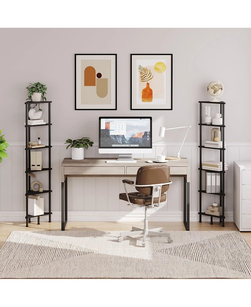 Slickblue Industrial Corner Bookshelf 6-Tier Metal Display Shelf for Books, Plants & Home Decor