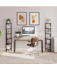 Slickblue Industrial Corner Bookshelf 6-Tier Metal Display Shelf for Books, Plants & Home Decor