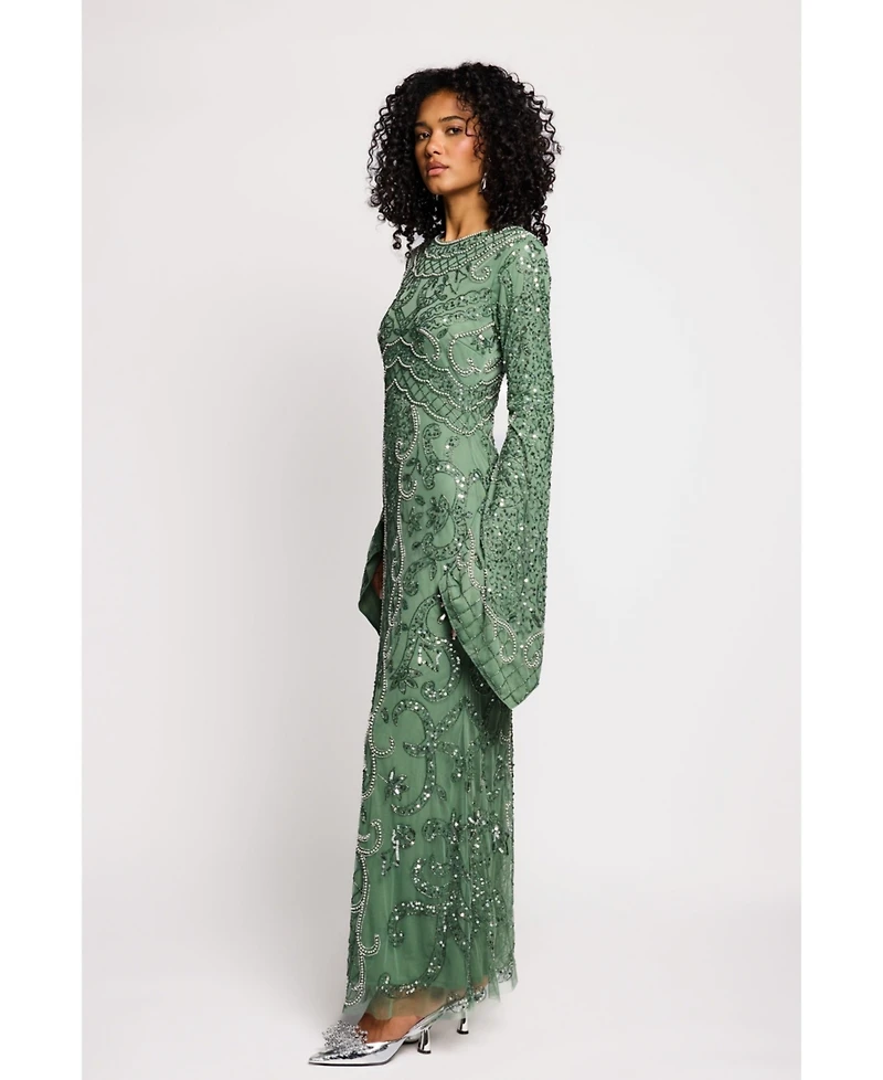 Maryisa Women's Embellished Long-Sleeve Maxi Dress