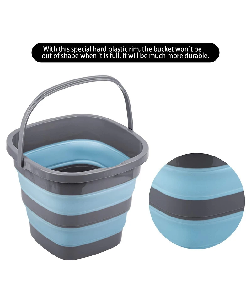 Piscifun 2 Pack Collapsible Plastic Bucket Foldable Rectangular Tub For Cleaning Camping Fishing