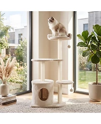 Hongge 43 Inch Cat Tree with Cozy Top Perch Condo and Sisal Scratching Posts