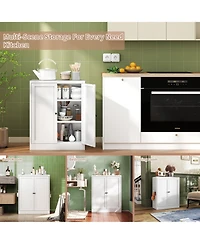 Boyel Living Storage Cabinet Steel Adjustable Shelves Anti Tip Ventilated Hooks