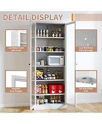 Boyel Living 72 Inch Tall Steel 5 Shelf Narrow Storage Cabinet with Glass Door