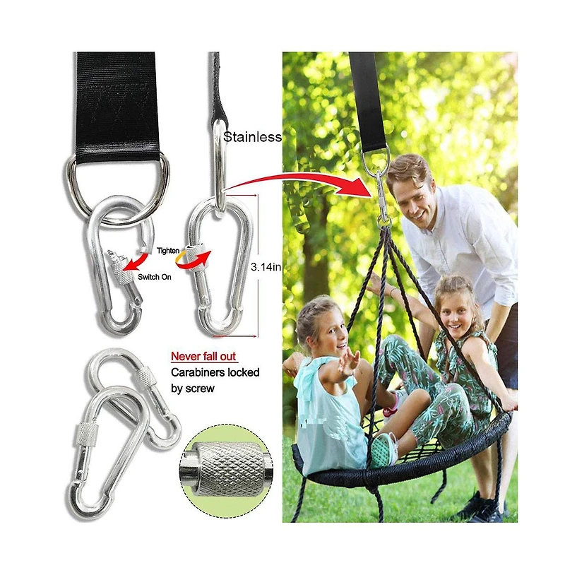 Piscifun 2600 Lbs Adjustable Tree Swing Hanging Straps Kit With Carabiners And Protectors