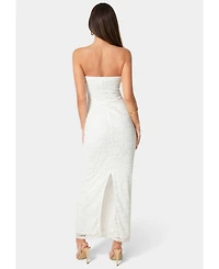 Bebe Women's Lace Strapless Maxi Dress