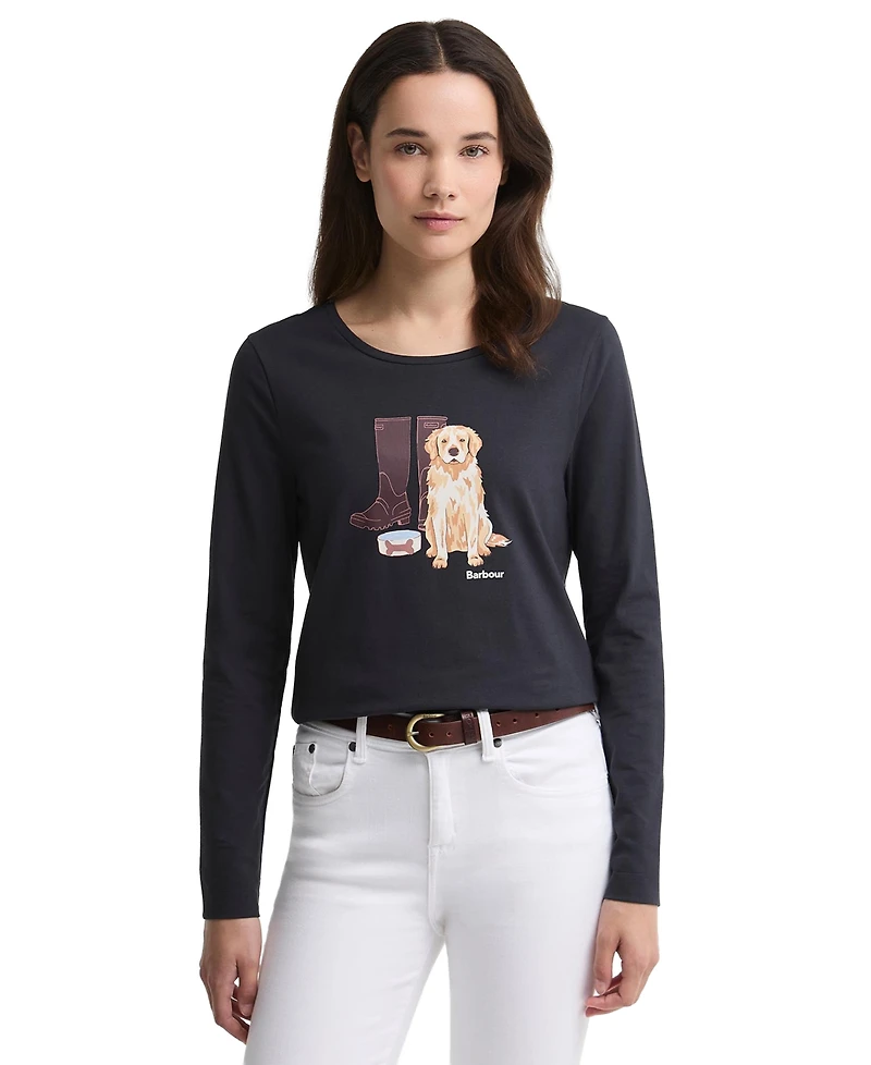 Barbour Women's Hedley Dog Graphic Crewneck Long-Sleeve T-Shirt