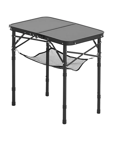 Sevorley Adjustable Height Folding Camping Table with Mesh Layer and Carry Handle