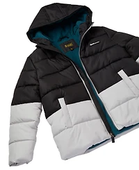 Ixtreme Boys' 6-20 Ripstop Color-Block Puffer Jacket with Hat, 2-Piece Set