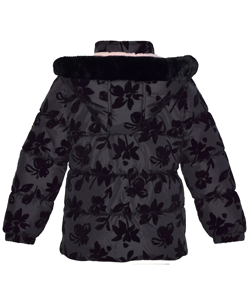 Kensie Girl Toddler Girls' 2T-5T Floral Flocked Puffer Jacket