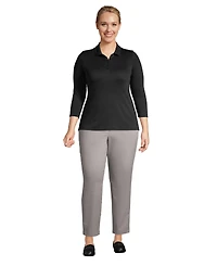 Lands' End Plus Supima Cotton 3/4 Sleeve Polo Shirt