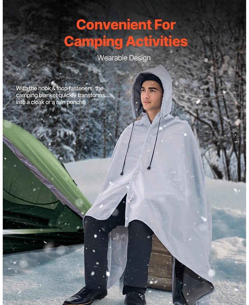 Sevorley Wearable Camping Blanket, Waterproof Fleece Stadium Blanket, 79 x 59 in