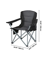 Sevorley Oversized Padded Camping Folding Chair with Cooler Bag and Cup Holder