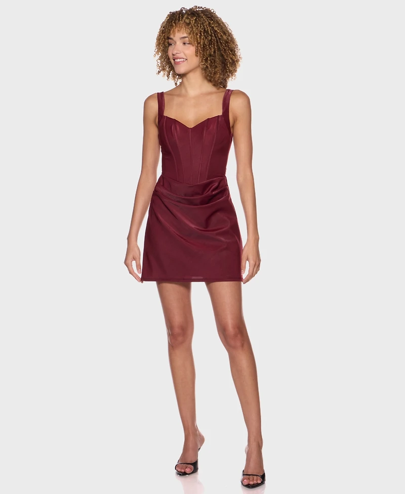 B Darlin Juniors' Sweetheart-Neckline Corset-Bodice Draped-Skirt Dress