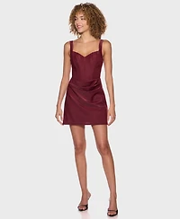 B Darlin Juniors' Sweetheart-Neckline Corset-Bodice Draped-Skirt Dress