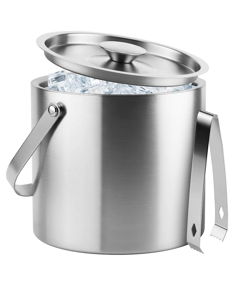 Piscifun Double Wall Insulated Stainless Steel Ice Bucket with Lid and Tongs for Parties Home Bar