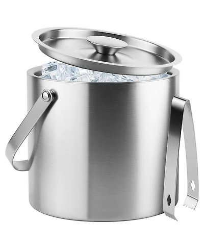 Piscifun Double Wall Insulated Stainless Steel Ice Bucket with Lid and Tongs for Parties Home Bar