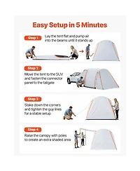 Sevorley Inflatable Suv Tailgate Tent, 8 x 6.7 ft Waterproof PU2000mm Tent with Awning and Air Pump