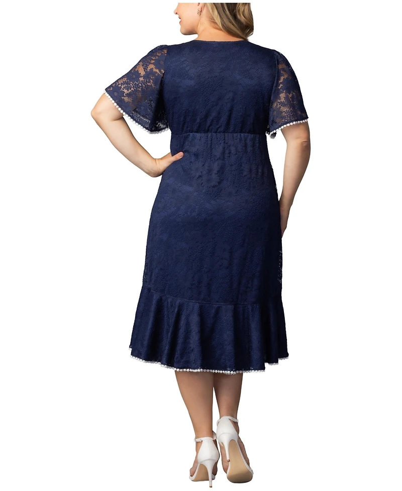 Kiyonna Plus Palermo Lace Faux Wrap Cocktail Dress