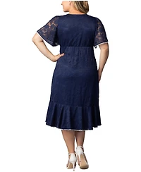 Kiyonna Plus Palermo Lace Faux Wrap Cocktail Dress