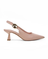 Berness Women's Felina Pointed Toe Slingback Pumps with Gold Ornament