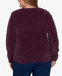 Alfred Dunner Plus Classic Cable Pullover Chenille Sweater