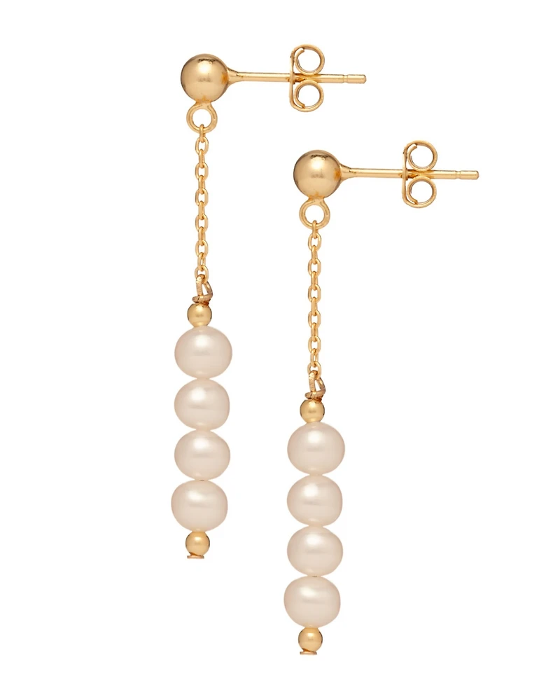 Macy's Cultured Freshwater Pearl (4.5-5mm) Linear Drop Earrings in 18k Yellow Gold