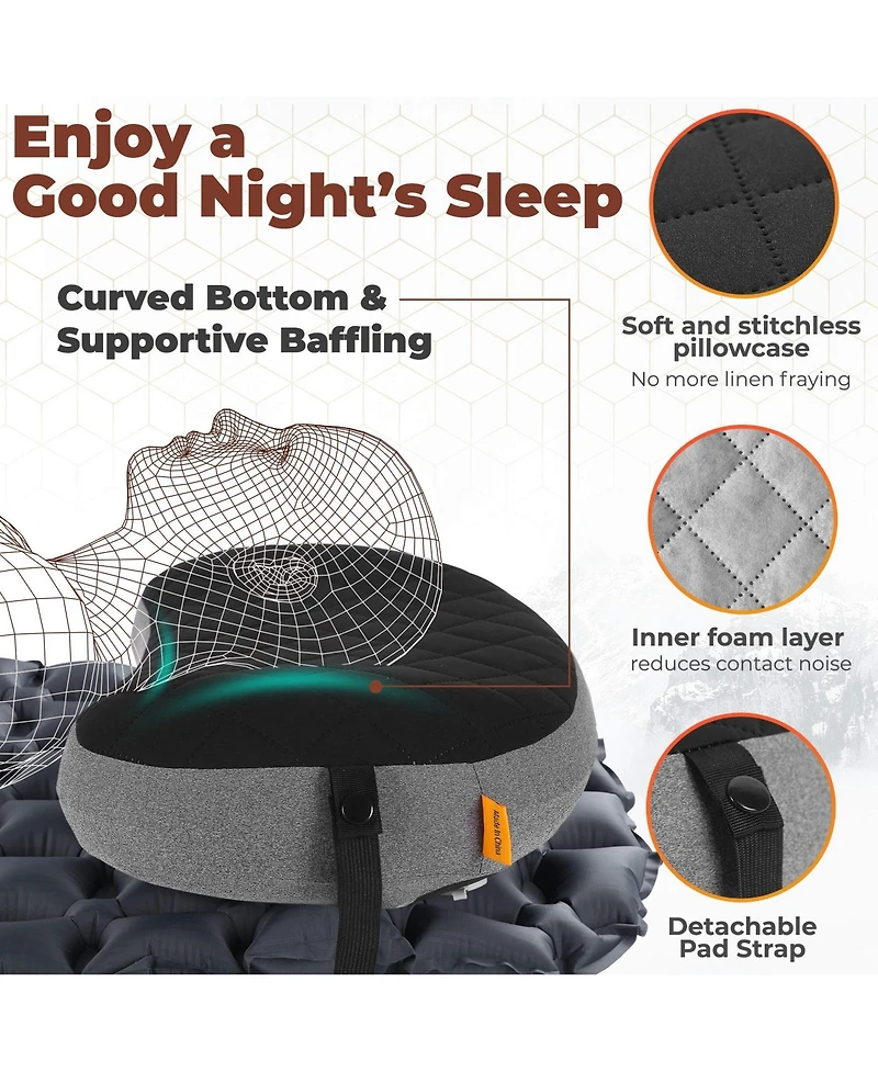 Piscifun Ultralight Inflatable Camping Pillow Removable Washable Cover Portable Backpacking Travel Gear