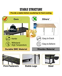 Sevorley All-in-One Mobile Outdoor Kitchen with Wheels, Windproof Stove and Folding Tables
