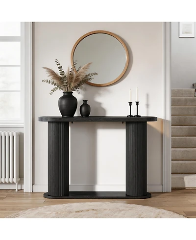 homfan Fluted Console Table – 42.5" Narrow Entryway Sofa with Storage Shelf, Elegant Wood-Look Finish, for Living Room, Hallway, Foyer