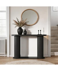 homfan Fluted Console Table – 42.5" Narrow Entryway Sofa with Storage Shelf, Elegant Wood-Look Finish, for Living Room, Hallway, Foyer