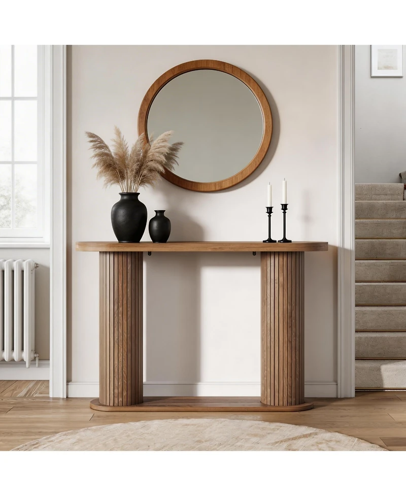 homfan Fluted Console Table – 42.5" Narrow Entryway Sofa with Storage Shelf, Elegant Wood-Look Finish, for Living Room, Hallway, Foyer