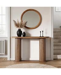 homfan Fluted Console Table – 42.5" Narrow Entryway Sofa with Storage Shelf, Elegant Wood-Look Finish, for Living Room, Hallway, Foyer