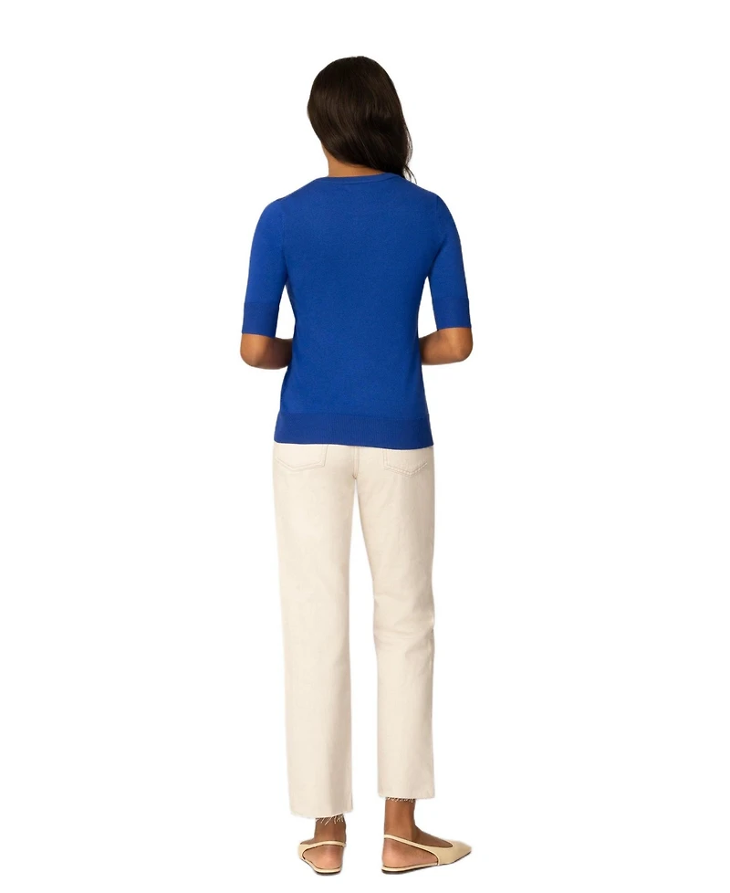 Cable & Gauge Women's Elbow Sleeve Crewneck Sweater