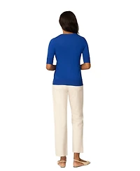 Cable & Gauge Women's Elbow Sleeve Crewneck Sweater