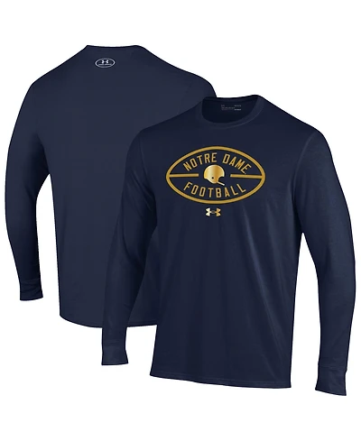 Under Armour Men's Navy Notre Dame Fighting Irish 2026 Shamrock Series Metallic Football Icon Performance Cotton Long Sleeve T-Shirt