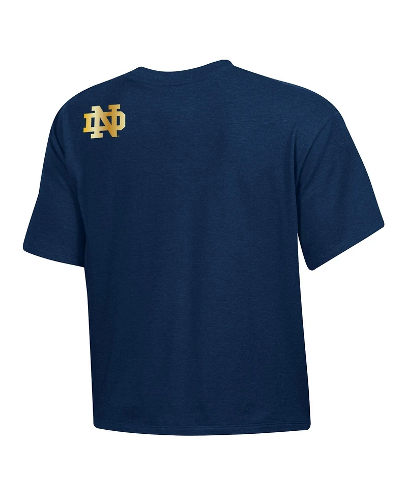 Under Armour Women's Navy Notre Dame Fighting Irish 2026 Shamrock Series Essentials Icon Ultra-Soft Tri-Blend Boxy Cropped T-Shirt