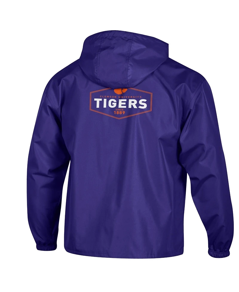 Champion Men's Purple Clemson Tigers Delay Packable Half-Zip Jacket