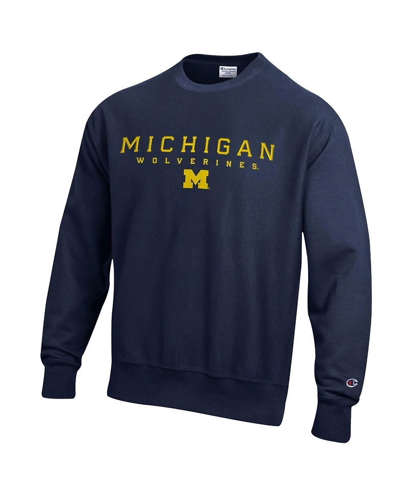 Champion Men's Navy Michigan Wolverines Relentless Reverse Weave Sweatshirt