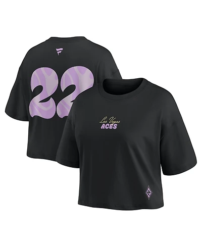 Fanatics Women's A'ja Wilson Black Las Vegas Aces Name Number Cropped Top