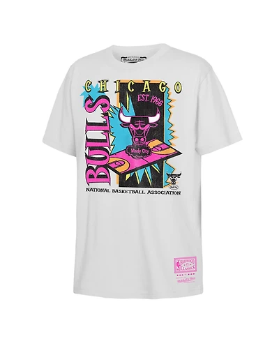 Mitchell & Ness Big Boys and Girls White Chicago Bulls Neon Court Shock T-Shirt