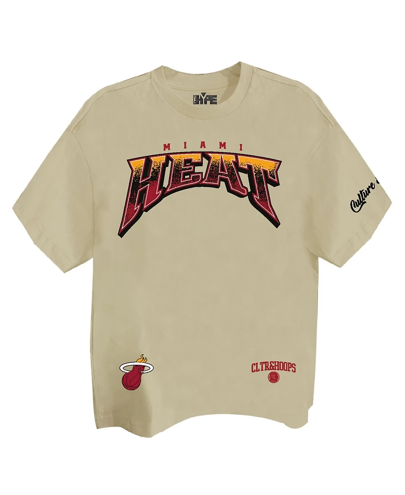 Two Hype Men's and Women's Cream Miami Heat Drip Dime Elevated Drop Shoulder T-Shirt
