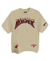 Two Hype Men's and Women's Cream Miami Heat Drip Dime Elevated Drop Shoulder T-Shirt