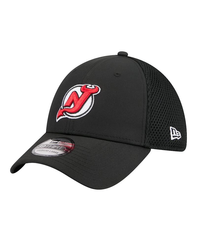 New Era Men's Black Jersey Devils Logo 39THIRTY Flex Hat