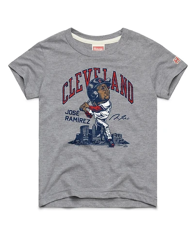 Homage Big Boys and Girls Jose Ramirez Gray Cleveland Guardians Caricature Tri-Blend T-Shirt